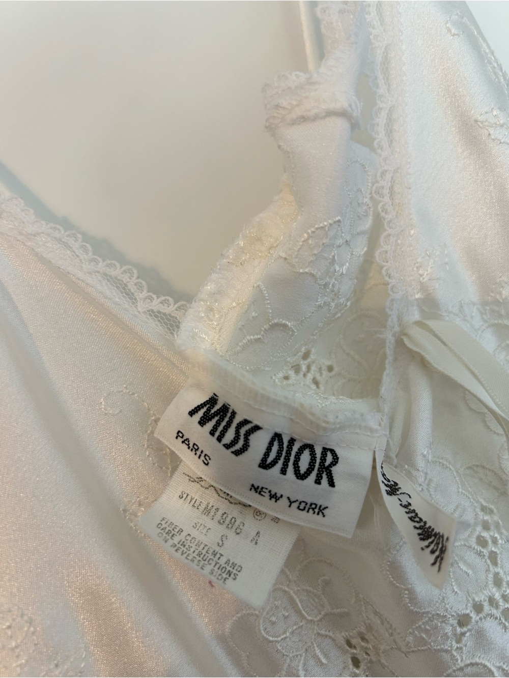 Dior Ivory Lace Slip Dress with Satin Ribbon - Picture 6 of 9